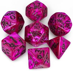 CiaraQ DND Polyhedral Dice Set with Dice Bag for Dungeons and Dragons RPG MTG Role Playing Table Games (Rose Dice + Black Spade Pattern)