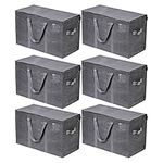 VENO 6 Pack Moving Bags, Moving Supplies, Moving Boxes, College Packing Storage Boxes with Lids Alternative, Heavy Duty Totes, Extra Large, Sturdy Handles, Zipper, for Packaging (Dark Gray, 6 Pack)