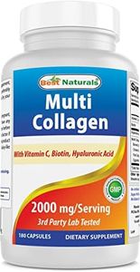 Best Naturals Multi Collagen Pills 2000mg for Women & Men - Hydrolyzed Collagen Peptides Capsules for Hair Skin and Nails with Types I II III V X, Biotin, Hyaluronic Acid & Vitamin C