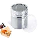 Icing Sugar Shaker,Chocolate Shaker for Cappuccino,Flour Shaker with Lid,Cocoa Spice Powder Shaker,Coffee Icing Sugar Shaker Duster,Stainless Steel Flour Dredger,for Kitchen Restaurant,Camping