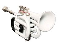 SM SAi musical POCKET TRUMPET Bb PITCH WHITE+BLACK COLORED W/FREE HARD CASE+ MP