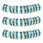 MJDCB 8mm 100pcs Rondelle Beads Crystal Spacer Bead Rhinestones for Bracelet Necklace Jewelry Making (Light Blue)