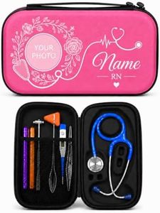 ZMJIUYI Stethoscope Case for Nurses, Custom Photo EVA Hard Shell Organizer with Name and Text, Personalized Nursing Graduation Gift (Pink)