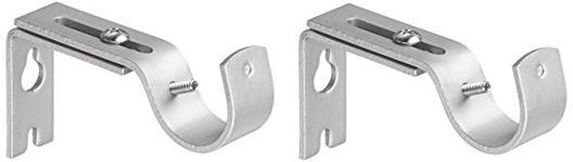 Amazon Basics Adjustable Curtain Rod Wall Bracket Hooks, Set of 2, Silver Nickel