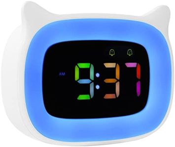 Seutgjie Despertador Infantil con Luz Nocturna, Reloj Despertador Niños Niña Adolescentes RGB 8 Colores 18 Música 5 Niveles de Brillo Ajustables 12/24 Horas para Dormitorio Infantil