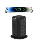 ANNQUAN 3" Pop Up Countertop Receptacle with 4 USB Ports 15W Wireless Charger,Max 20W Power Delivery Pop Up Outlet for Home Office Kitchen