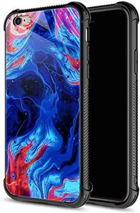 CARLOCA Compatible with iPhone 6S Plus Case,Blue Red Trippy Psychedelic Color Art iPhone 6 Plus Cases for Girls Boys,Graphic Design Shockproof Anti-Scratch Tempered Glass Case for iPhone 6/6S Plus