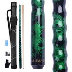 AB Earth Ergonomic Design 13mm Tip 58" Maple Pool Cue Stick Kit with Hard Case (Green, 21oz)