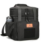 Double Deck Large Tactical Lunch Bag for Adults, Leakproof Insulated Lunch Bag with Shoulder Strap, Lunch Cooler Box for Men Work Outdoor Picnic Trips,Black