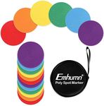 Emhumn 4inch & 9inch Poly Spot Markers for Agility Dot for Gym/PE Training, Dance, 6/12/24 Pcs Round Multiple Color & Size Rubber Non-Slip Spot Marker for Games, Floor Dots and Sport Activities