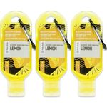 Palm Safe Lemon 3 Pack 60ml Anti Bacterial Premium Hand Sanitiser Travel Size Refillable Clip Bottle Quick Drying Non Sticky Extra Moisturising Kills 99.9% of Viruses and Bacteria