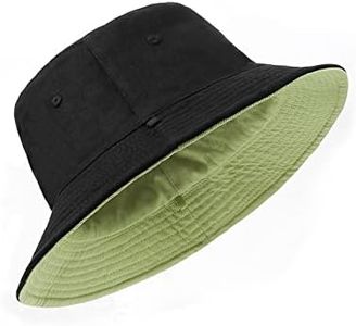 Zylioo Oversize XXL 100% Cotton Bucket Hat,Reversible Trendy Fisherman Hats,Double Side Wear Fishing Summer Sun Hat, Black-avocado Green, X-Large