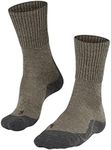 FALKE Women's TK1 Adventure Wool Hiking Socks, Crew, Thick Padding, Warming Athletic, Breathable Quick Dry, Merino, Beige (Kitt Mouline 4310), 6.5-7.5, 1 Pair