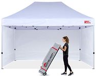 MASTERCANOPY Ez Pop-up Canopy Tent 10x15 Commercial Instant Canopies with 4 Removable Side Walls and Roller Bag, Bonus 4 SandBags (10x15 Feet, White)