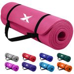 Xn8 Sports Yoga mat 15mm Thick NBR Exercise Mat - Non-Tearable Pilates Mat with Extra Carry Strap- Lightweight Yoga Mats for Women Men for Aerobics, Lunges, Planks Indoor & Outdoor 61x20x1.5 cm