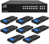 OREI 4K 8X8 HDMI Matrix Extender- HDBaseT 4K@60Hz Over Single CAT6/7 Cable with HDR, CEC & IR Control, RS-232 - Upto 230Ft - Loop Out - 8 Receivers