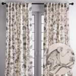 Maison d' Hermine 100% Cotton Curtain - 50"x108" Grey Decorative Curtain - Aesthetic Curtains for Farmhouse, Kitchen & Bedroom - for Spring & Summer - Bonobo Collection