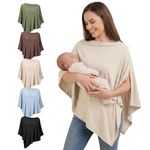 Fiohiros Breastfeeding Cover,Soft Breathable Modal Nursing Cover for Mum,360° Full Coverage Breast Feeding Cover Up,Multi-use Poncho Breastfeeding Cover for Stroller Car Seat Shawl (Beige)