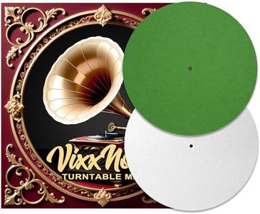 VixxNoxx 2Pcs Wool Turntable Slipmat, 12 Inch Record Player Mat Anti-Vibration Shock Absorbing Protective Pad, Improve Sound Quality Phonograph Turntable Accessories (Green & White)