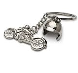 Freedale® Silver Motorbike with helmet Keyring Motorcycle Key Chain - Biker Gifts Novelty Chrome Metal Keychain - Key Ring Accessory for House or Bike Keys