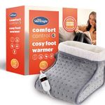 Silentnight Electric Foot Warmer for Cold Feet - Heated Foot Warmer with 3 Heat Settings, Super Soft Teddy Fleece Machine Washable Lining, and Overheat Protection - Warm Cosy Grey