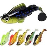 GOTOUR Fishing Lures Bass Lures Pre-Rigged Jig Head Paddle Tail Swimbaits, Weedless Soft Plastic Fishing Lures for Freshwater or Saltwater, Soft Lures for Bass, Fishing Gifts for Men