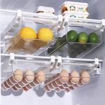 ROLMZJX 2 Pack Fridge Storage Bins,Refrigerator Drawers for Fruit and Vegetable,Egg Holder for Refrigerator Drawer,Clear Refigerator Organizer Hanging Drawer for Fruit,Vegetable Storage,Egg