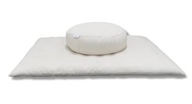 NutriBuck® ZAFU & Zabuton Meditation Yoga Mat Cushion Combo Filled with Buckwheat Hulls (Round Zafu and Zabuton, Experience Ultimate Comfort, Support, and Mindfulness in Every Session_(Cream))