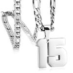 MIMITLTY Personalized Jersey Number Necklaces for Mens,Athletes Stainless Steel Sport Number Pendant Chain for Mens Baseball/Basketball/Football Team Inspiration Jewelry with Gifts, Stainless Steel,