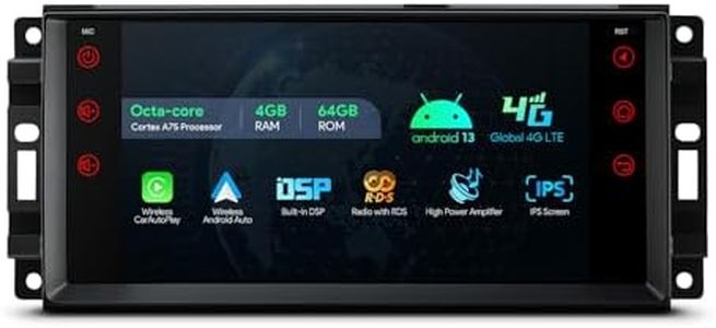 XTRONS Android Car Stereo for Jeep Wrangler Dodge Chrysler, Octa Core 4GB+64GB, 7 Inch IPS Touch Screen GPS Navigation, Bluetooth Head Unit, DSP, CarPlay, Android Auto