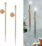 Candle Sconces Long Wall Candle Holder - Set of 2 Gold Long Wall Candle Sconce Retro Chic Wall Sconces Candle Holder Decoration for Dining Room, Living Room, Office, Bathroom