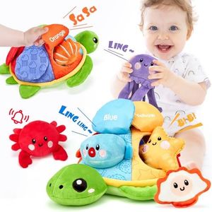 hahaland Juguetes Bebes 6-12 Meses - Animales Blandos Sensorial con sonajas, crujidos, chirridos - Tummy Time Juguetes Montessori para Bebes 3 6 12 Meses