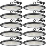 Amico LED High Bay Light 150W 21,000lm 5000K UFO LED High Bay Shop Light with UL Listed US Hook 5' Cable Alternative to 650W MH/HPS for Commercial Bay Lighting Fixture-10 Pack