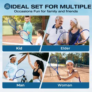 HIRALIY 27" Tennis Racket Set – Blue, Adult Size