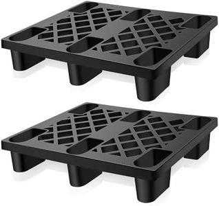 GlikCeil Plastic Pallets 25 x 28.7 x 5.7 Inch Waterproof Storage Grid Pad Lightweight Floor Basement Pallet HDPE Breathable Grids Article Racks for Garage Supermarket Basement, Black (2 Pcs)