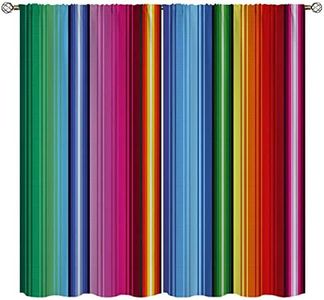 Amextrian Mexican Element Blackout Curtains for Home Decor,Beauiful Mexican Serape Rod Pocket Thermal Insulated Drapes Darkening Window Curtain for Girls Boy Bedroom Living Room 84 x 84 Inch