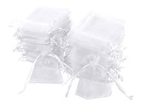 Carehabi 100 Pcs Organza Gift Bags White 7x9cm Small Jewelry Pouches Wedding Jewelry Bag Favour bags Lavender Bag for Wedding Birthday Party Christmas Candy Mesh Bags