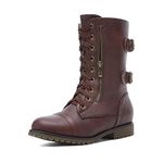 DREAM PAIRS Women's Winter Faux Fur Lined Mid Calf Riding Combat Boots,Size 8.5,Burgundy,TERRAN-SNOW