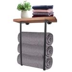 Gzsekken Towel Rack Wall Mounted,Black Towel Rail with Shelf and 3 Hooks for Small Bathroom, Towel Storage 3 Bars Wall Towel Holder for Small Bathroom, Bath Towel Storage