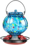 Hummingbird Feeder, Hummingbird Feeders for Outdoors Hanging, Humming Birds Feeders for Outside, Blown Glass Hummingbird Feeder, 25 Ounces, Colorful Spotted Pumpkin Shape