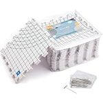 KnitIQ Blocking Mats for Knitting & Crochet Projects - Extra Thick Blocking Boards for Crochet Projects with Circular Gridlines - 100 T pins and Reusable Storage Bag for Knitting Supplies - Pack of 9