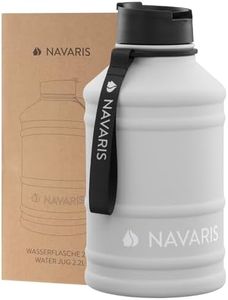 Navaris Stainless Steel Water Bottle - 74.4 fl oz (2.2 Litre) Large Metal Drinking Liquid Bottle for Sports or Camping - Gym Canteen for Drinks - Hydrate on The Go - Sand Beige