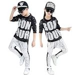 Boys Girls Sequins Hip Hop Costume 