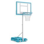 GYMAX Pool Basketball Hoop, Swimming Pool Basketball Game with Fillable Base, Anti-Rust Steel Frame, Height-Adjustable Portable Pool Basketball Net for Poolside, Kids & Adults