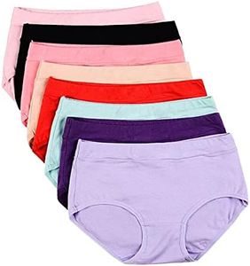 Buankoxy Women's 8 Pack Mid-Rise Stretch Cotton Panties(8 Assorted Colors,AU 12)