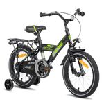 Hiland 16 Inch Kids bike, Black Bicyles for Boys and Girls from 4 5 6 7 Years, with Luggage Rack Stabilisers