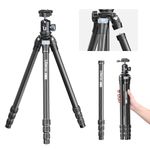 HIFFIN Ulanzi MT-60 Lightweight Camera Tripod, Professional 63.77" Carbon Fiber Travel Tripod with 360°Ball Head, Quick Release Plate for Cameras/DSLR/Projector, Adjustable Height 21.25-63.77 inches