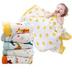 Koochie-Koo Printed 6 Layers Muslin Soft Cotton Skin Friendly Blanket for All Seasons Multipurpose Nursery Crib AC Quilt Wrap for New Born - 110x102 cm (Pack of 1, White)