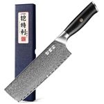 Japan Knife, Japanese Damascus Usuba & Nakiri Knives 7 Inch VG10 67-Layers Super Steel Sharp Knife, Non-Slip Ergonomic Pakkawood Handle with Gift Box