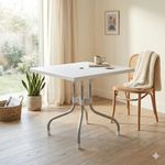 Oaknest Supreme Premium Square Plastic Folding Table – Multipurpose Indoor/Outdoor Portable Table for Dining, Mahjong, Card Games, Patio & Camping – Heavy-Duty Metal Legs (Color: Milky White)